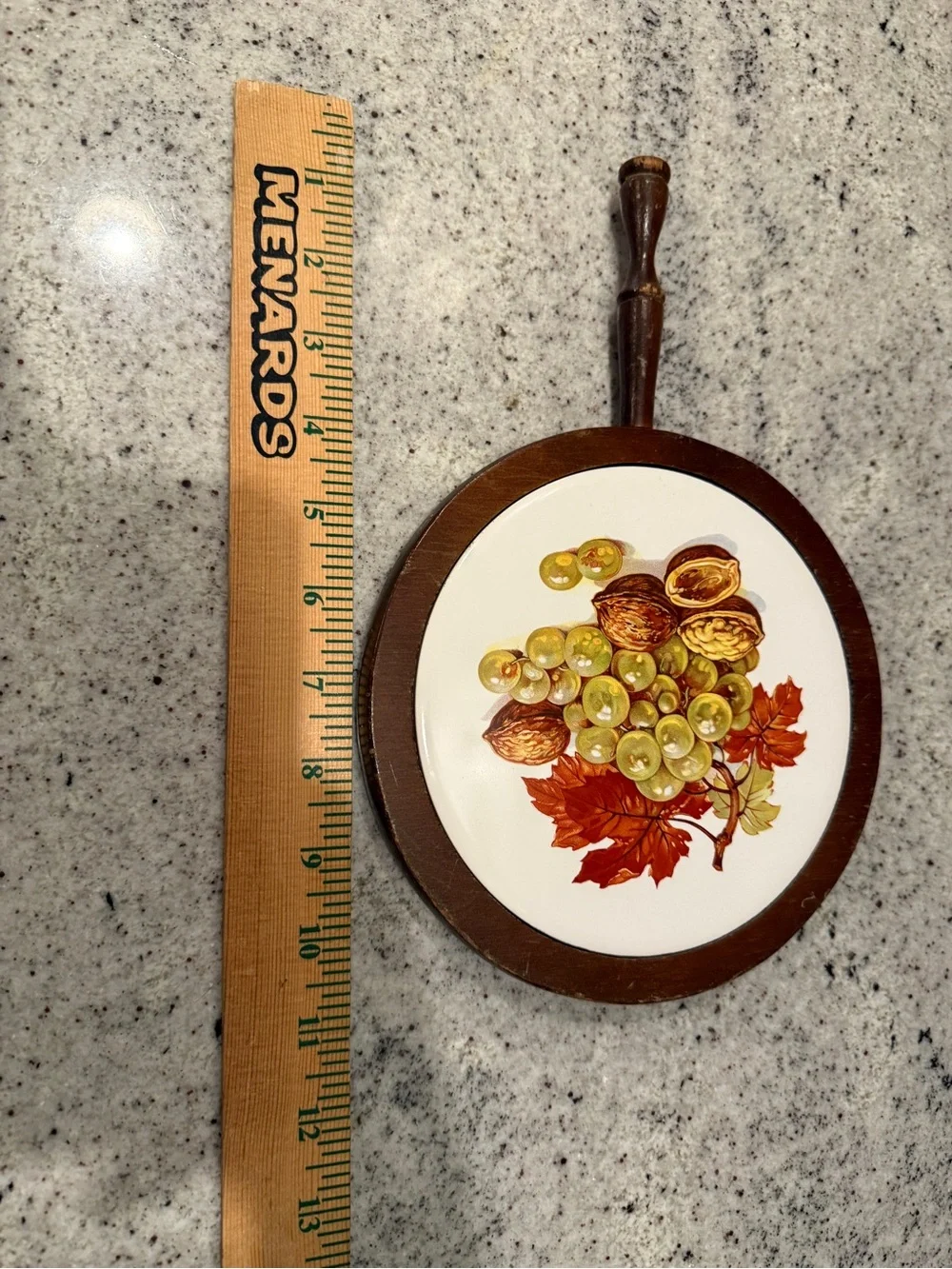 Vintage Wood Tile Trivet Fruit + Nuts Wall Hanging
